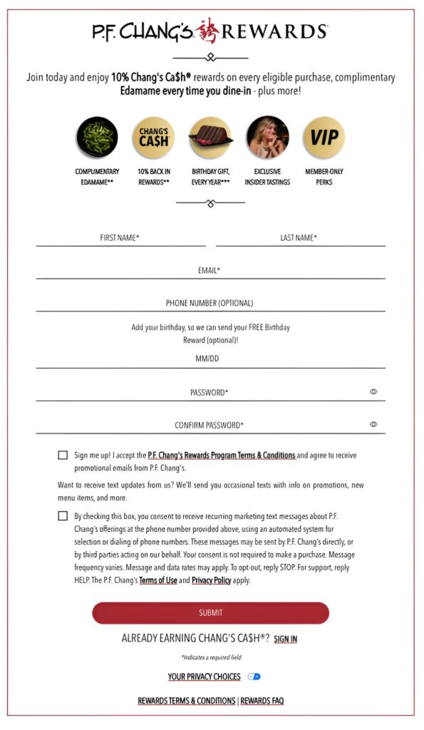 P.F. Chang’s Rewards